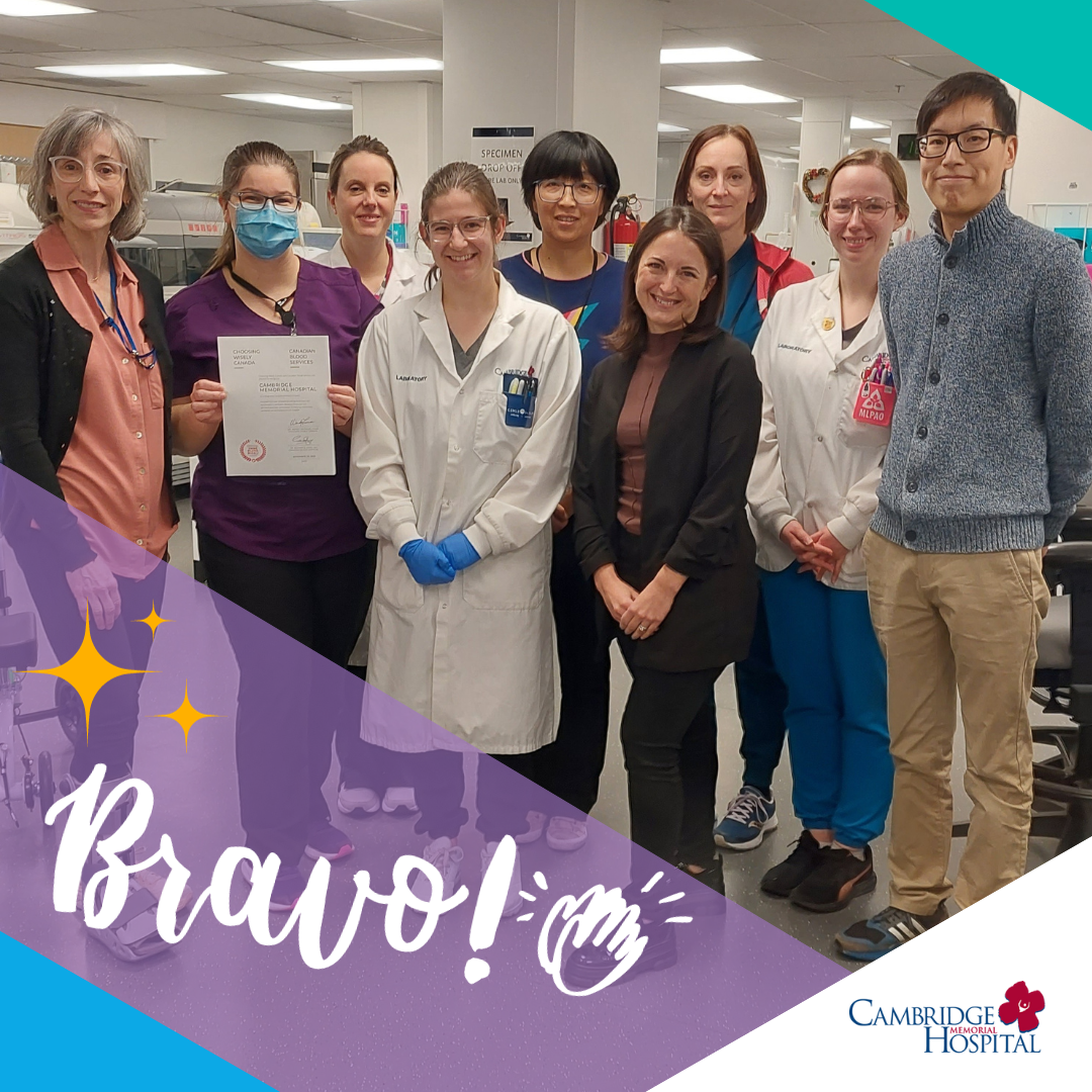 Lab team photo choosing blood wisely award
