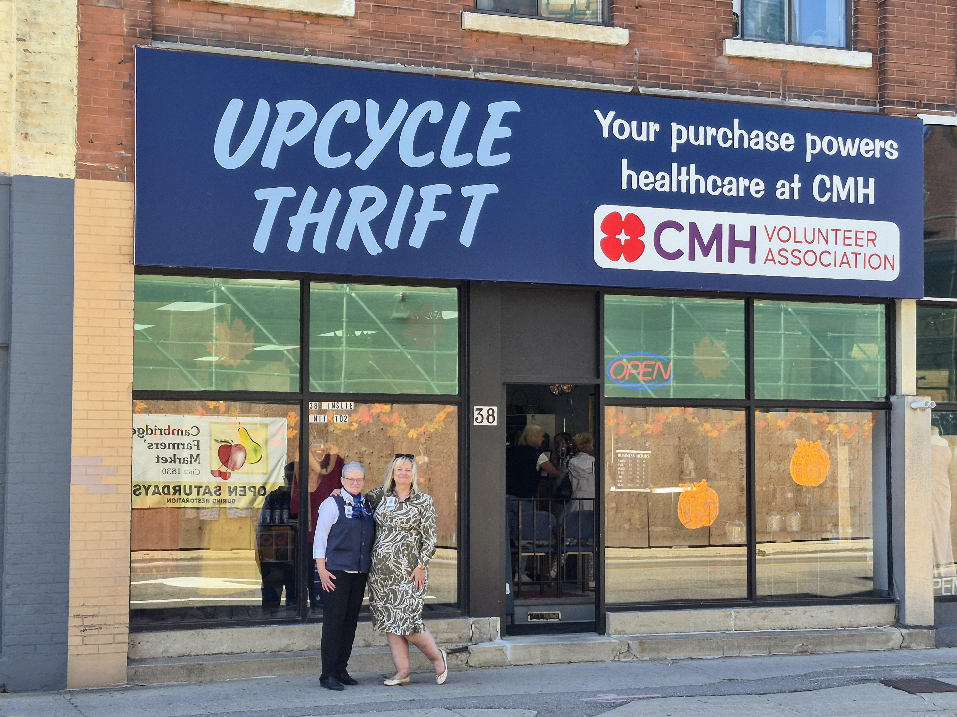picture of Cathy and Melissa in front of Upcycle Thrift