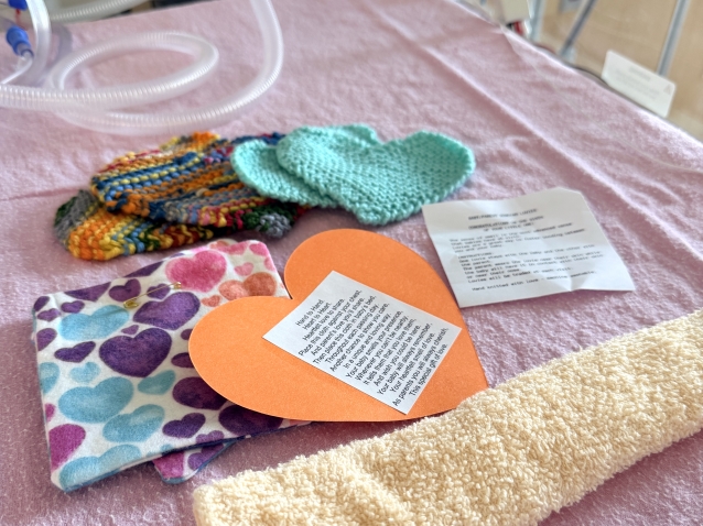 close up of scented hearts hand made by community members