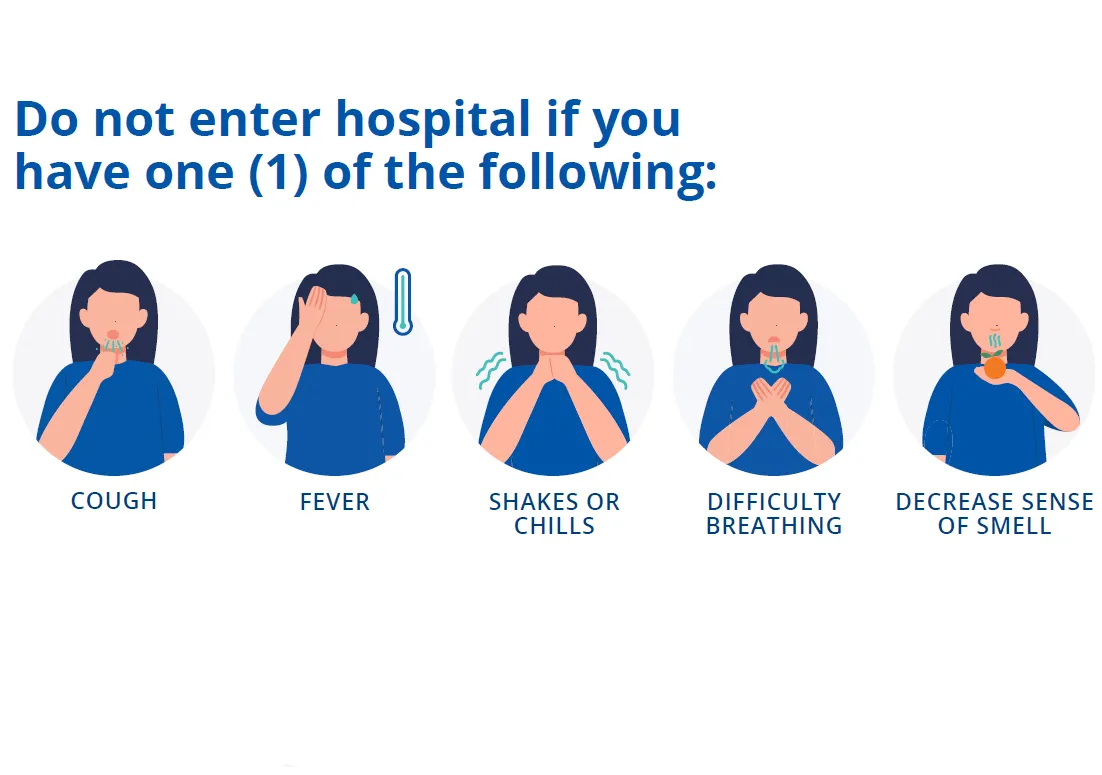 Poster for "Do not enter hospital with 1 of the following"